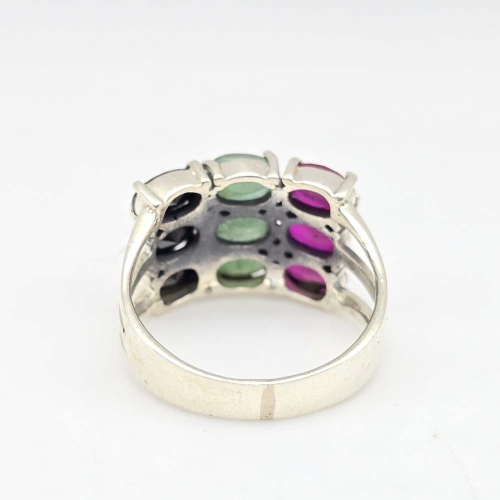 Multi Gemstone Emerald Ruby Sapphire Sterling Sil… - image 4